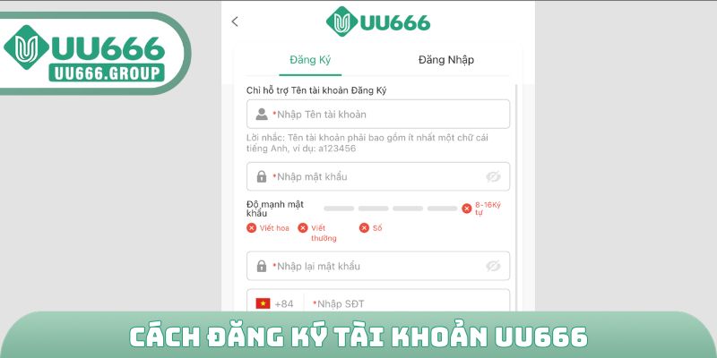 Cách đăng ký tài khoản UU666
