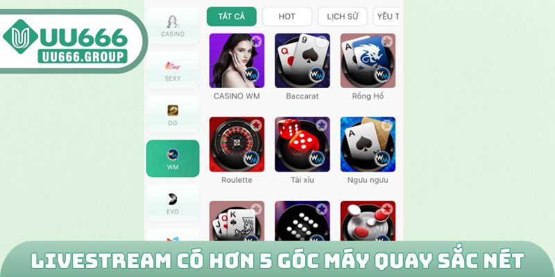 Livestream có hơn 5 góc máy quay sắc nét