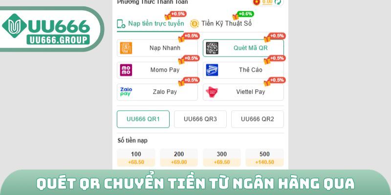 Quét QR chuyển tiền từ ngân hàng qua